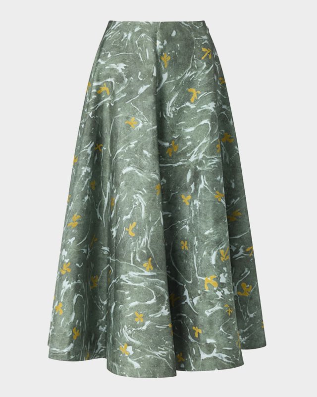 Varda Printed Silk Midi Skirt